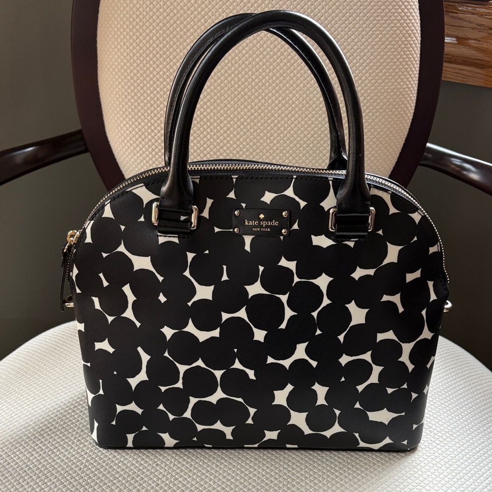 Kate Spade Black and White Polka Dot Satchel Bag Grove Street Printed